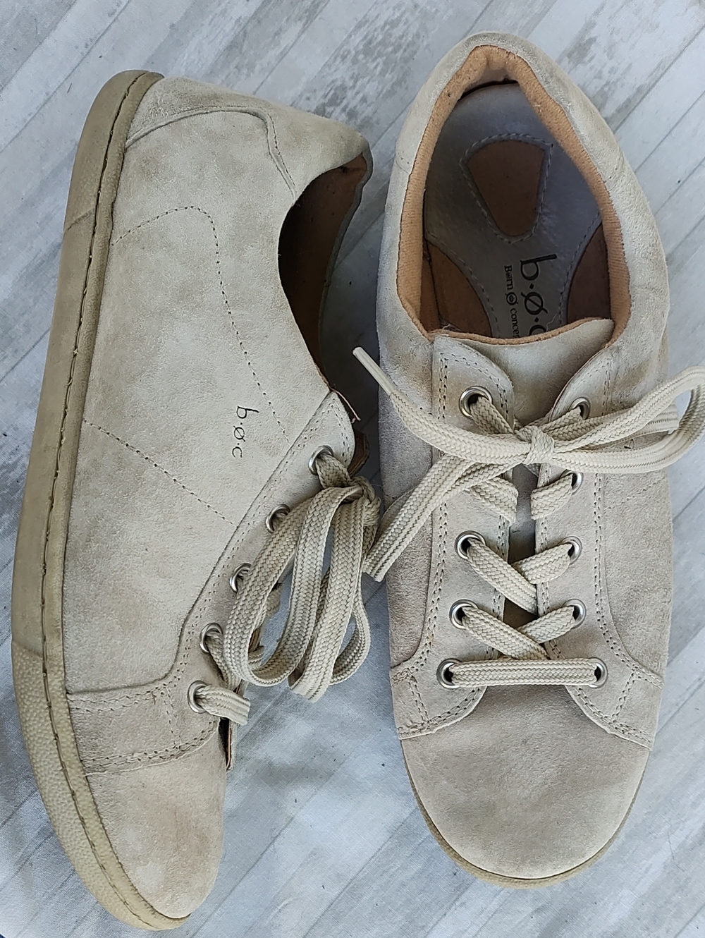 b.o.c. Taupe Suede Women's Lace-Up Sneakers, Size 10